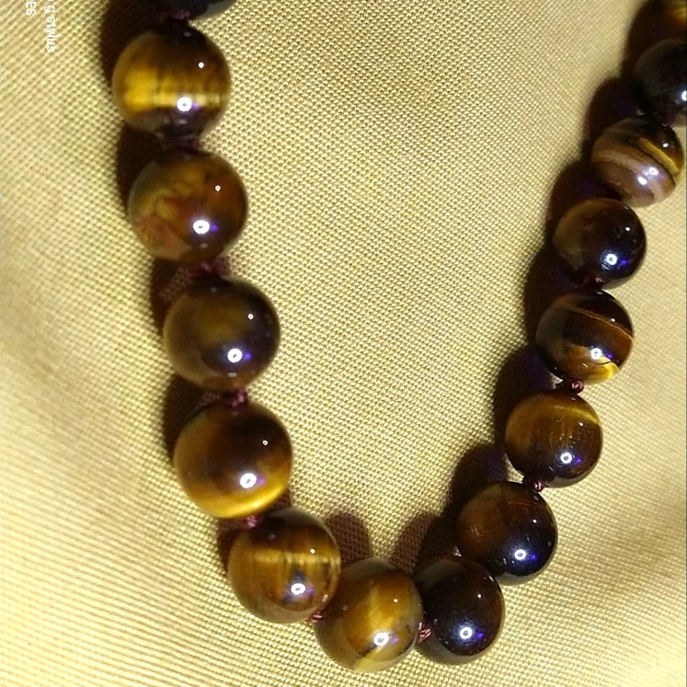 MEN'S TIGER'S EYE 18" NECKLACE. *GOLDEN BROWN* LIKE A BREEZE, PLEASE READ BELOW. - Picture 1 of 4
